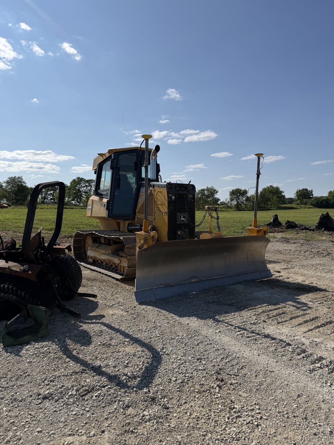 Dozer on an aggregate construction surface
